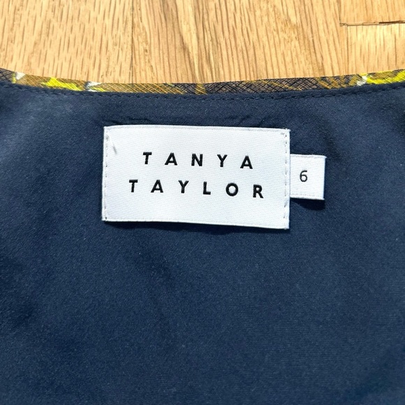 TANYA TAYLOR blaire midi dress linen-silk floral ruffle flutter faux wrap size 6 - Picture 4 of 16
